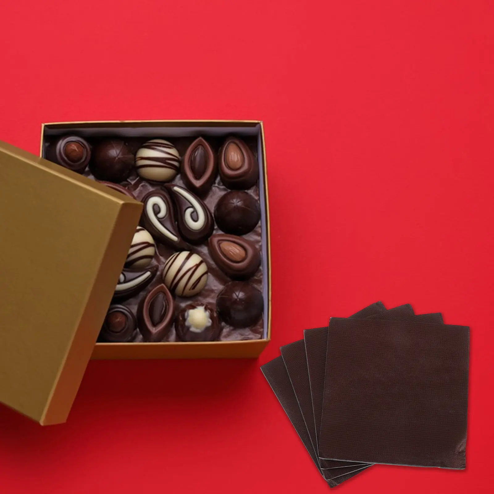 300Pcs Chocolate Brown Aluminum Foil Wrappers 8x8cm for Homemade Sweets Chocolates Truffles Freshness Preservation Decorative