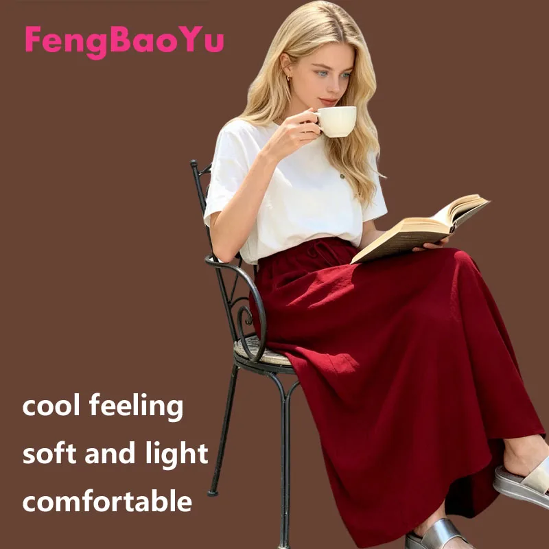 Feng Baoyu Cotton Silk Ladies' Half-Dress Vacation Casual Homewear Loose and Comfortable Cool and Sweat-Repelling Spring Summer