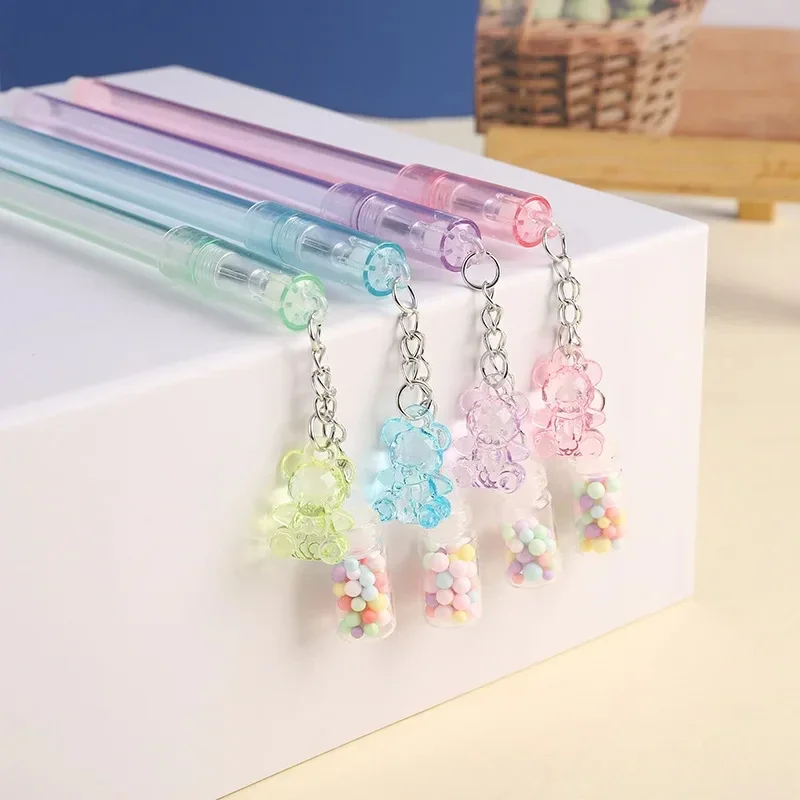 1 Piece Lytwtw's Stationery Cute Drifting Bottle Bear Pendant Gel Pen School Office Supplies Creative Sweet Lovely Erasable Pen