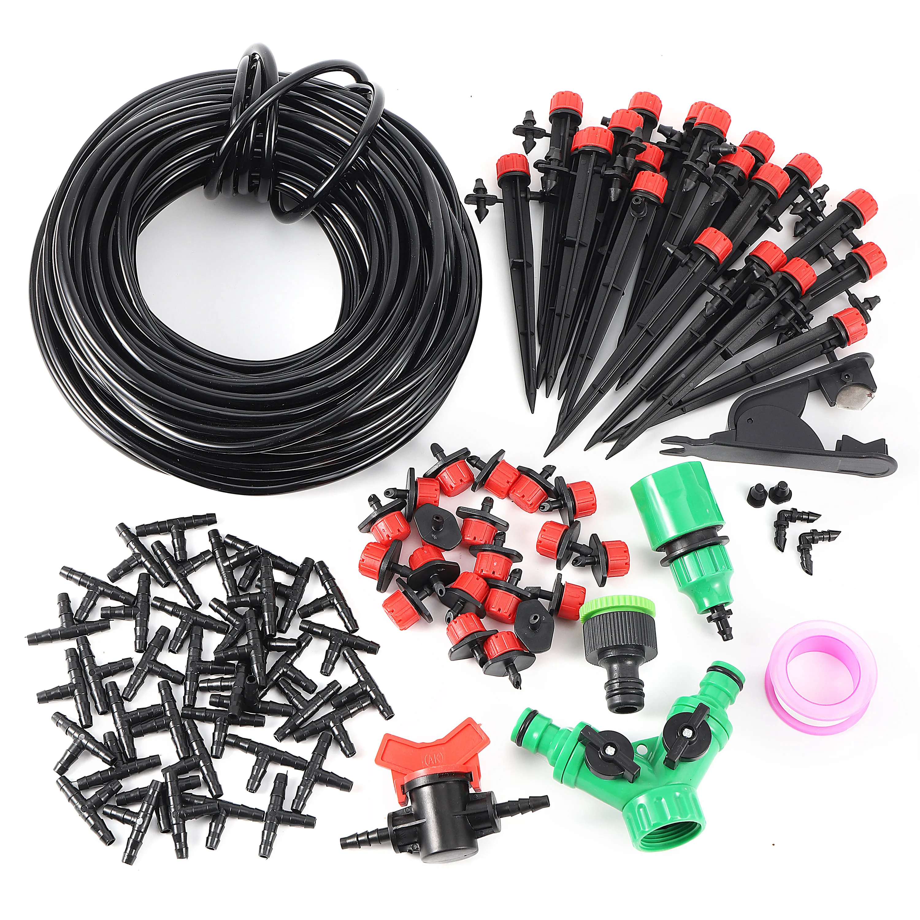 Micro Drip Irrigation System Portable 20M Automatic Watering with Adjustable Drippers Misting Watering Kits Garden Hose
