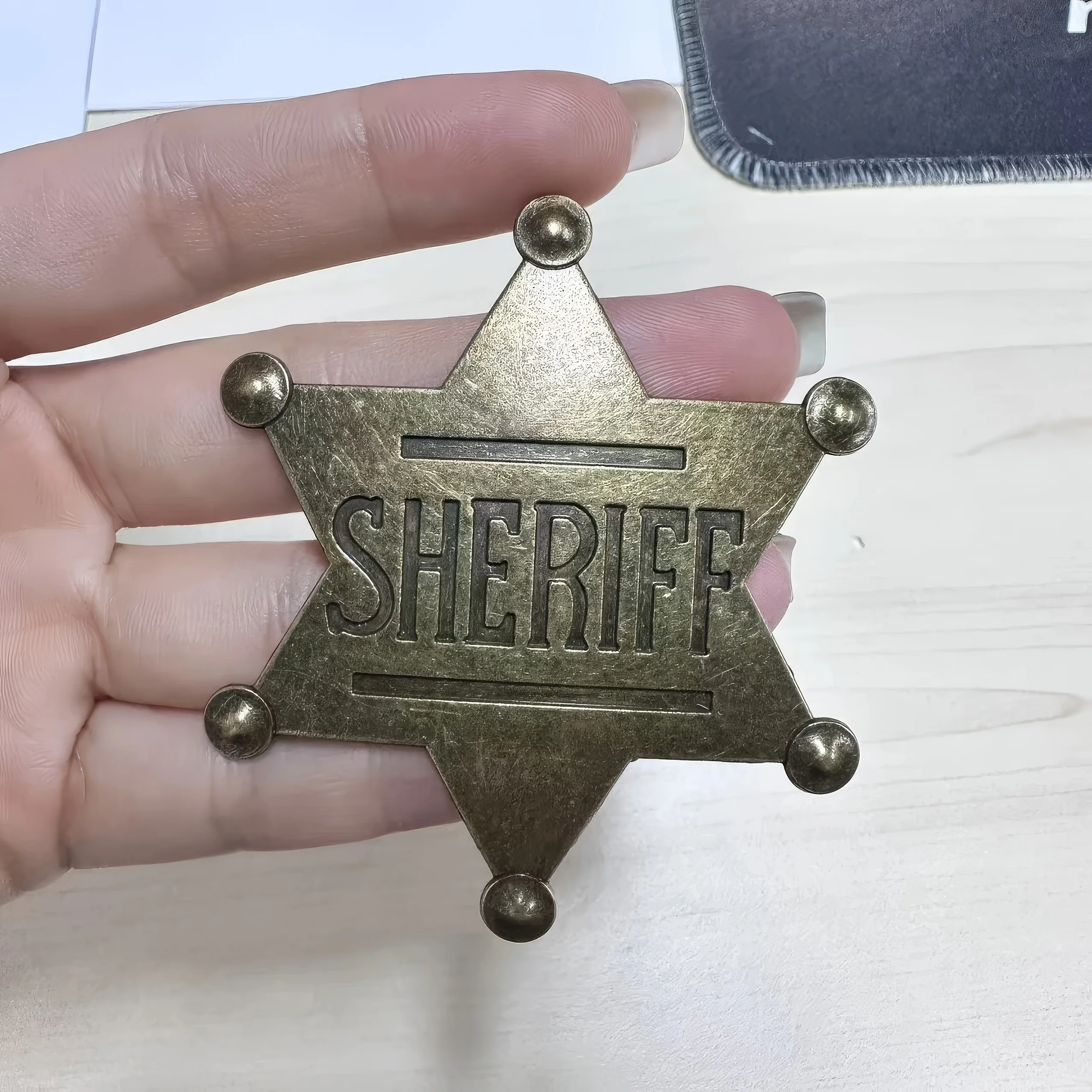 

Classic Gold Sheriff Badge - Vintage Star Design, Perfect for Western Cosplay & Collectors!