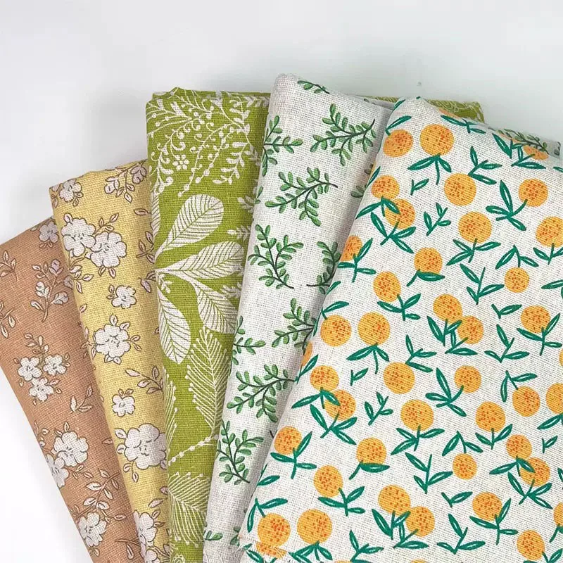 1 Yard of Cotton-Linen Blend Fabric, Sewing Fabric, Floral Print Fabric, Width 1.53m Inches, Suitable for Tablecloth Decoration, Handbag Sewing, and DIY Crafts