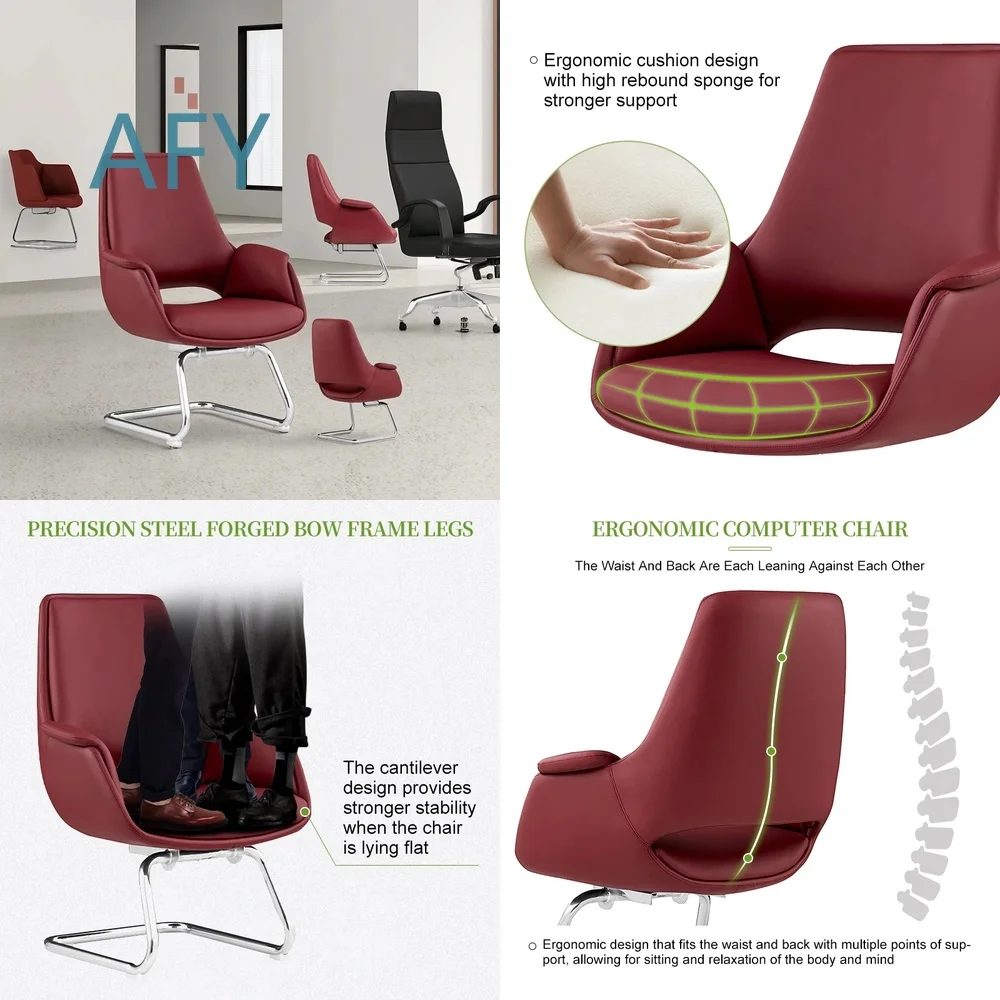 Luxury Modern High Quality Conference Room Reception Negotiation Chair for Office Boardroom Meeting Space Seating Leather