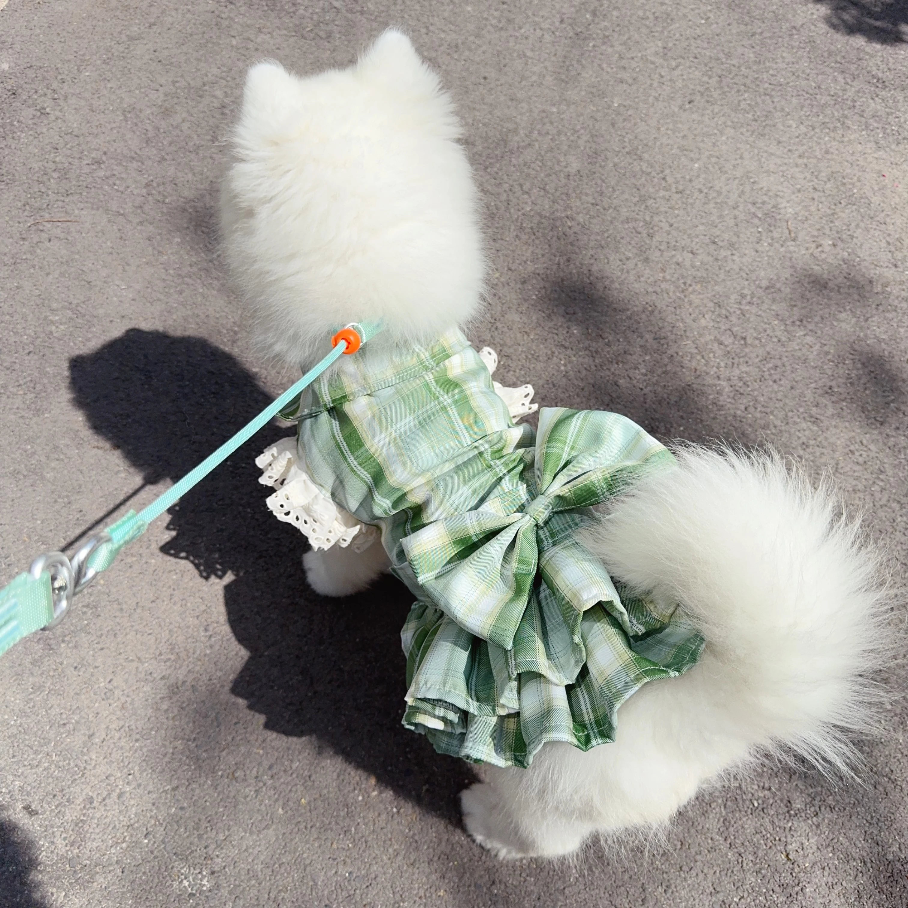 

Spring Summer Pink Green Puppy JK Shirt Dress Chihuahua Poodle Fashion Handmade Pet Dog Clothes Party Dress For Small Medium Dog