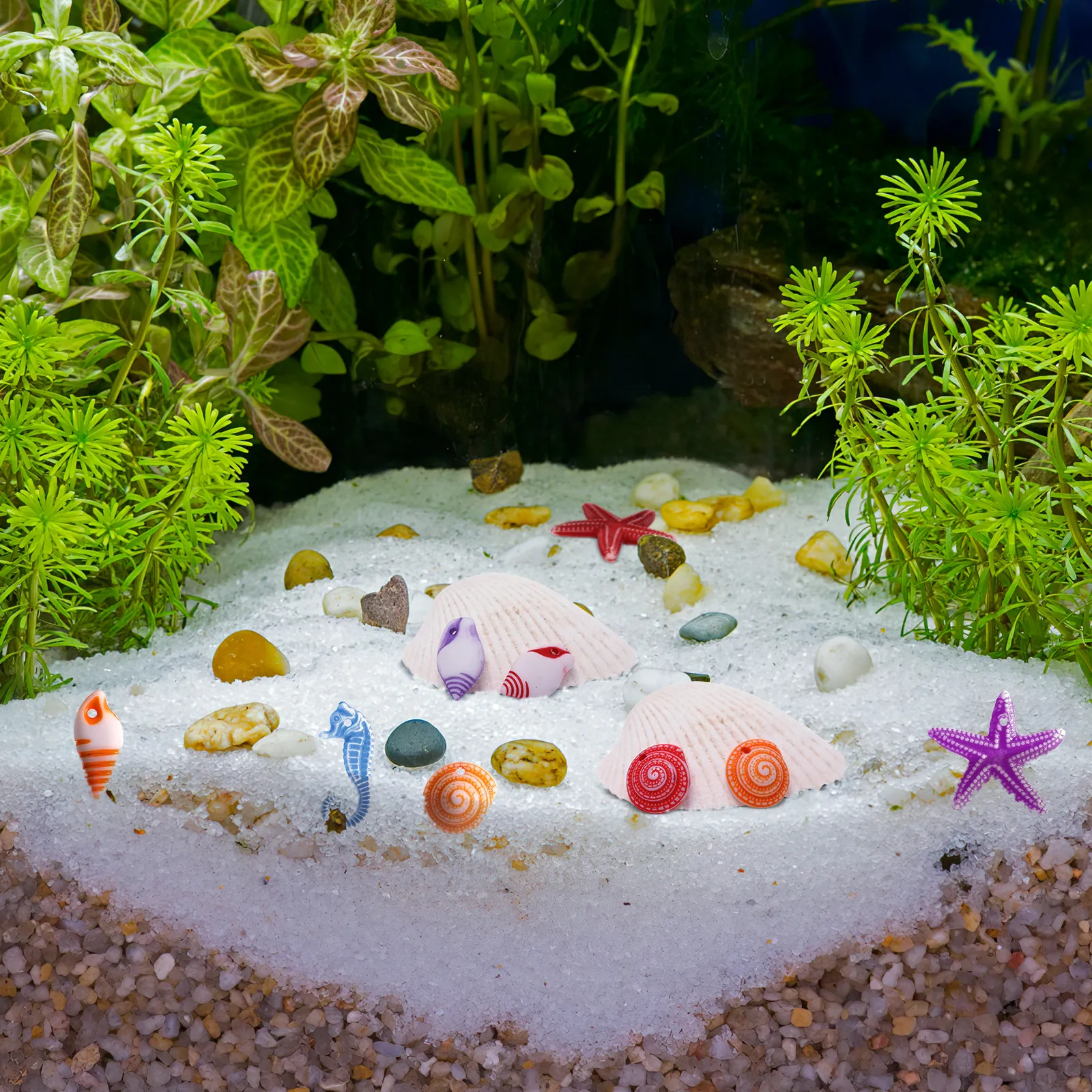 48Pcs Resin Mini Sea Creatures Decorations Vivid Ocean Animals Micro Landscaping Ornament for Indoor Outdoor Microscape Garden