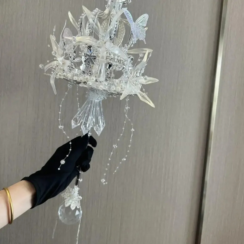 Bride wedding moon glacier scepter Diy handmade luxury crystal hand bouquet premium gift DIY