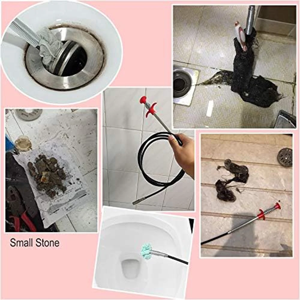 57cm Spring Pipe Dredging Tools, Drain Snake, Drain Cleaner Sticks Clog Remover Cleaning Household for KitchenBending sink tool