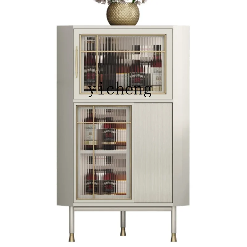 

Light Luxury Corner Cabinet Triangle Glass Wine Cabinet Modern Minimalist Living Room Solid Wood Corner Cabinet