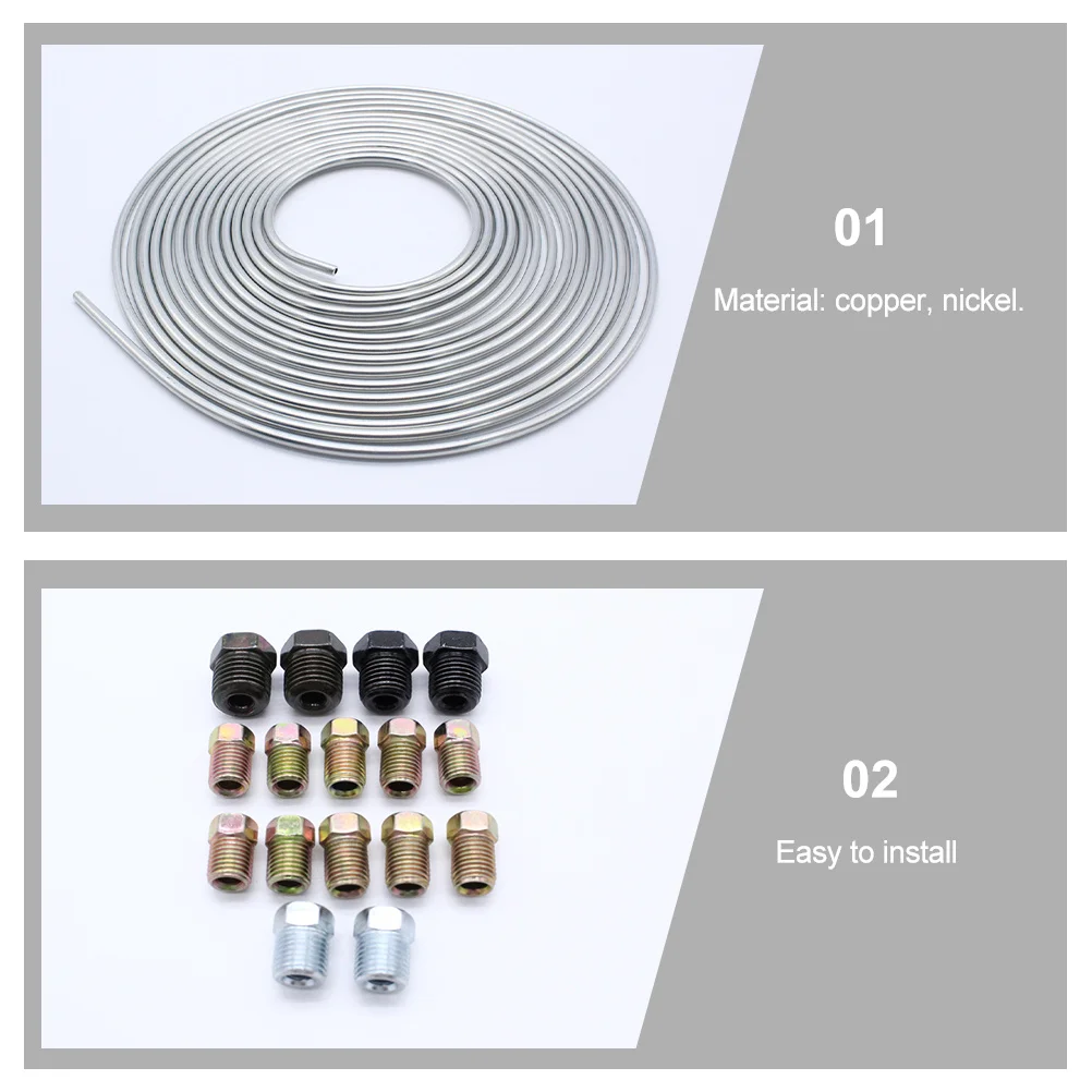 

1Set Flexible Brake Tube Coil Kit Car Brake Line Replacement Durable Vehicle Tubing Fitting Tubing Coil Fitting