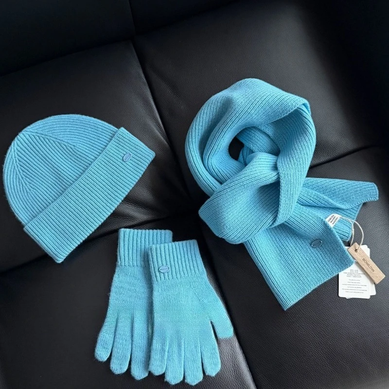 100% قبعات من الصوف الخالص وشاح قفاز مجموعة الشتاء المألوف ومتعددة الاستخدامات الدافئة Skullies Beanies للنساء والرجال