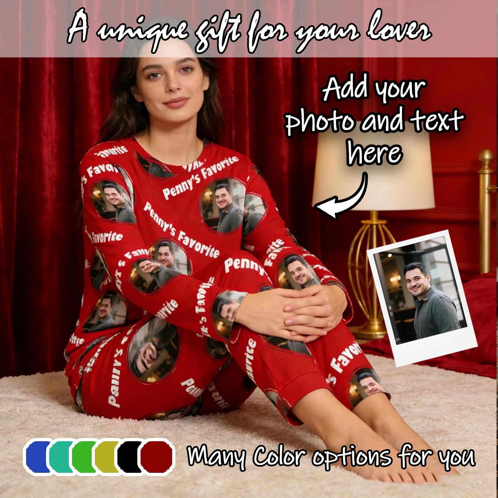 

Custom Women Pajamas with Face homewear Custom Women long Sleeve Pajama Set Personalized gift family couple pet