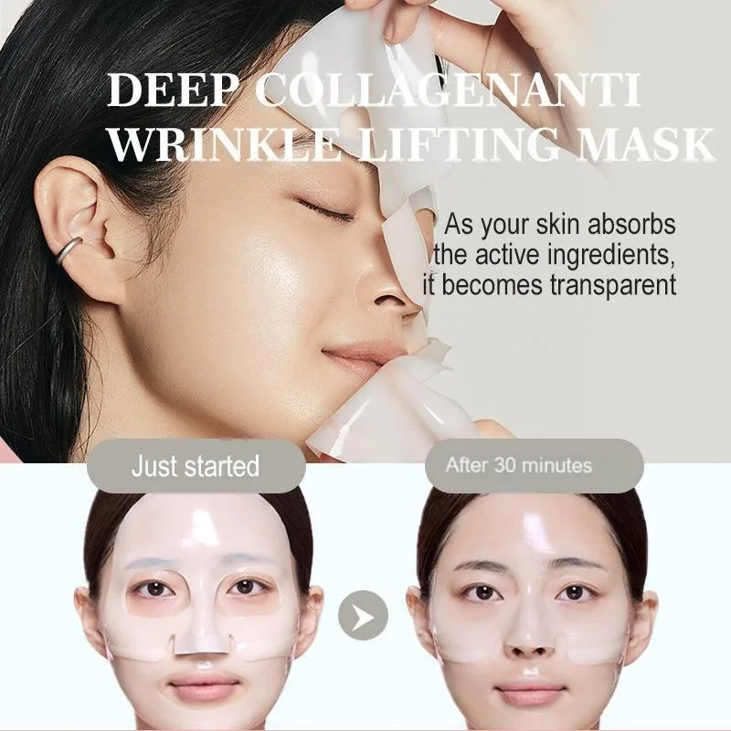 

Коллагеновая маска из двух частей от белого до прозрачной маски против морщин и увлажняющая маска для лица для увлажнения и укрепления