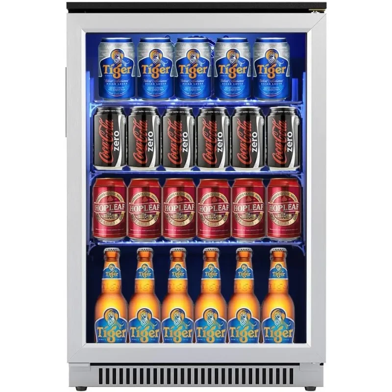 

Refrigerator with Clear Glass Front Door, 120 Can Under Counter Cabinet Soda Beer Drink Cooler Center Large,