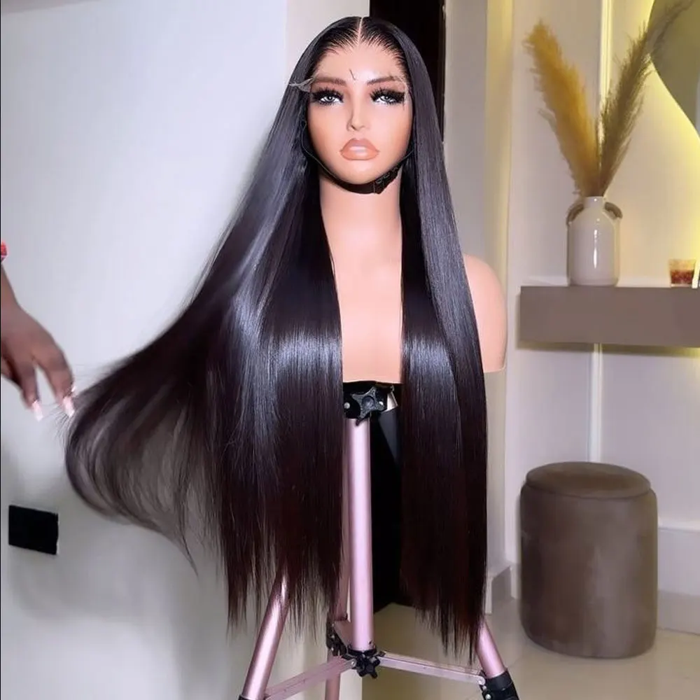 42 بوصة 13x6 HD شفافة العظام مستقيم الدانتيل الجبهة الباروكات 40 بوصة 250% البرازيلي خصلات الشعر المستعار الإنسان 5x5 غلويليس الدانتيل إغلاق الباروكات #1