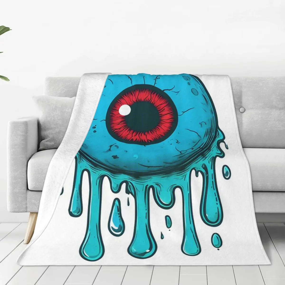 Eyeball With Turquoise Dripping Effect Blankets Fleece Portable Sofa Throw Blankets For Couch Bedding Throws Bedspread Quilt