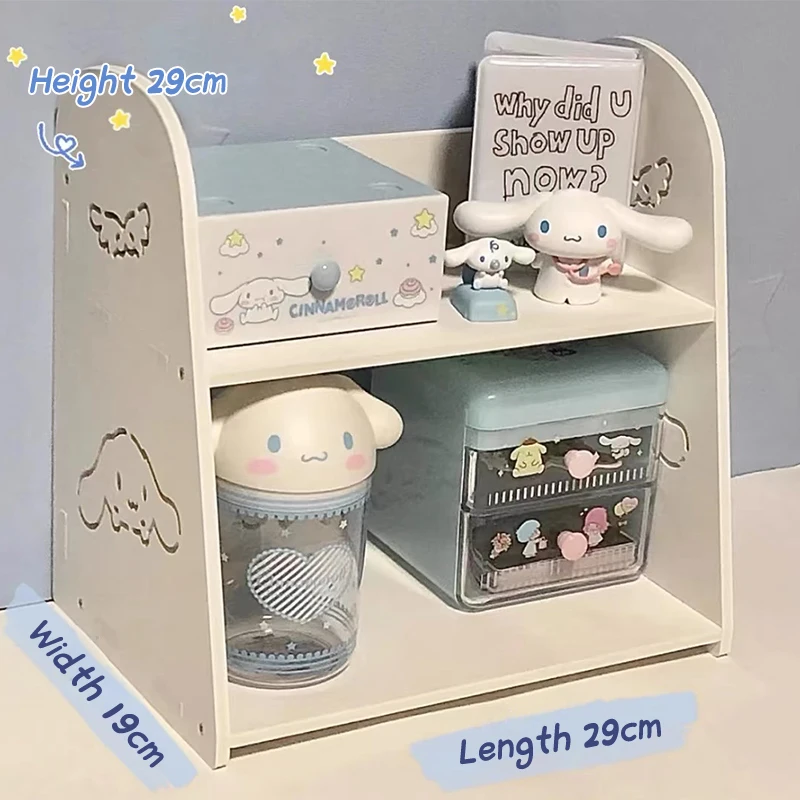 Sanrio Hello Kitty Desktop Storage Rack Kuromi Cinnamoroll Multi-layer Bookshelf Cosmetic Sundries Organizer Dormitory Home Gift