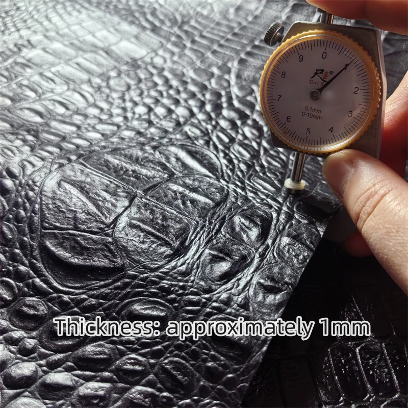 Thickness About 1.0mm Black Alligator Cowhide. First Layer Leather. Real Leather Fabric. Handmade DIY Shoe Bag. Full-Sheet Cutti