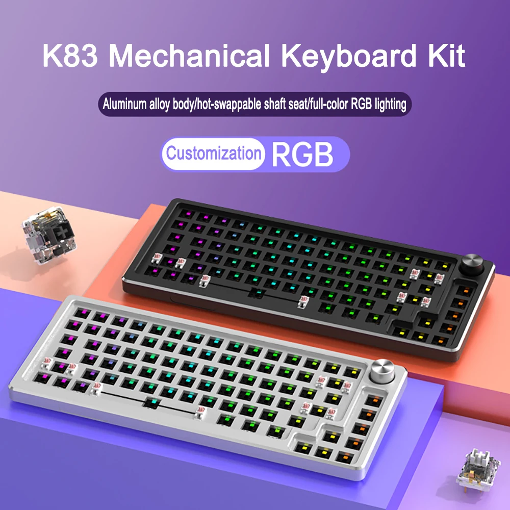 Custom Mechanical Keyboard Kit Aluminum Gaming Wired RGB Hotswap Non-contact Mechanical Keyboard Kit Gamer Gasket Keyboard Knob