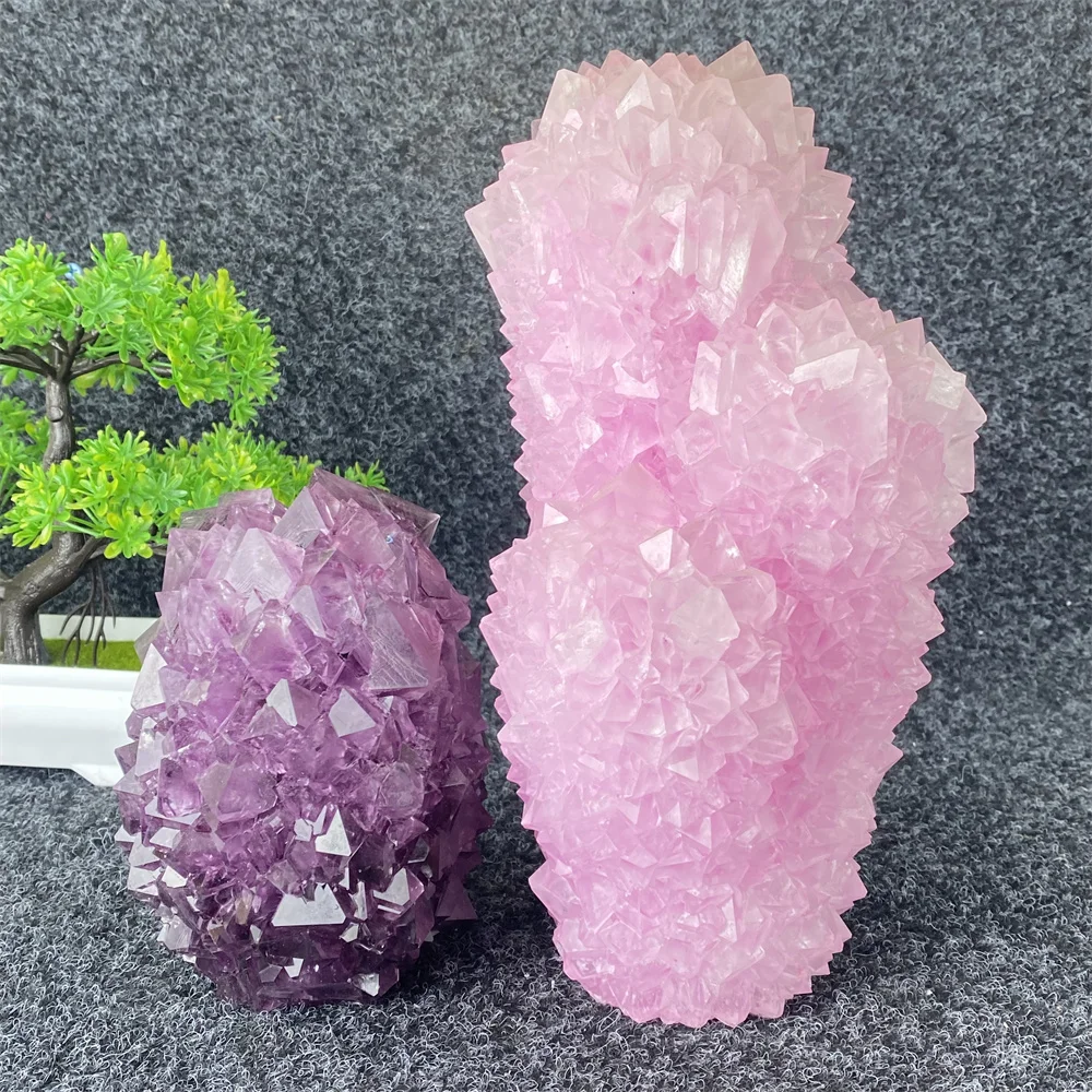 Rare Purple Alum Stone Pineapple Crystal Cluster Mineral Specimen Home Decoration Ornament Gift Feng Shui Wealth Luck