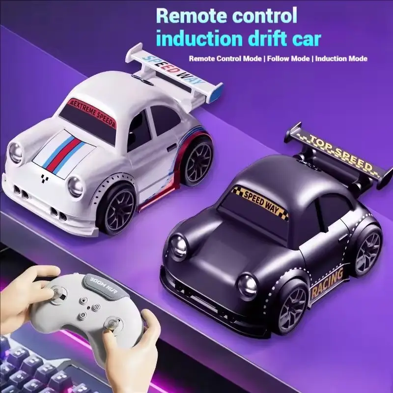 RC Mini Induction Cars with Light and Music Sensor-Remote Control Multifunctional Racing Outdoor Fun Car Toys
