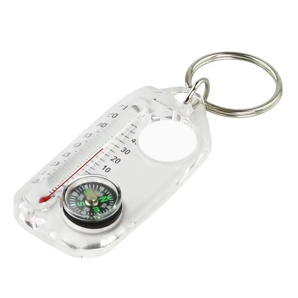 3-in-1 Mini Compass Keychain Compact Pocket Sized Outdoor Climbing Compass Fluorescent Durable Guiding Compass Tool