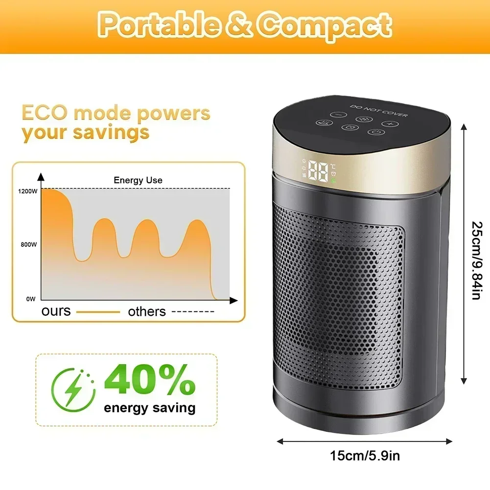 

1PC Portable Smart Hot Air-Heater With 6 Temperature Modes Energy-Saving Inverter Technology 18x18x27.5cm For Indoor Comfort