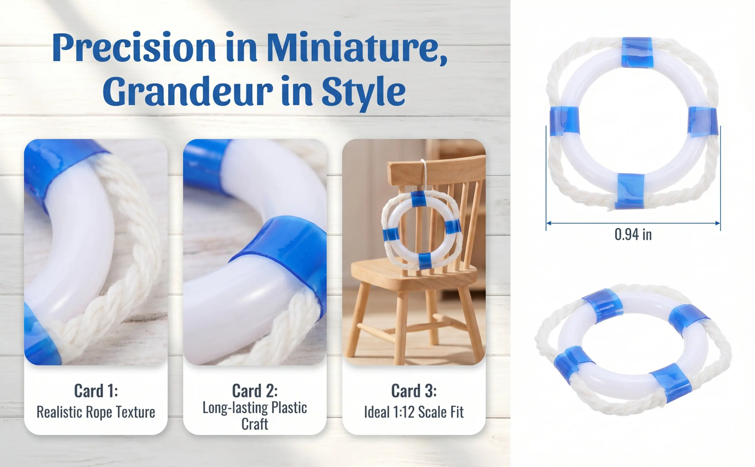 5Pcs Miniature Life Ring Decorative Buoy Nautical House Ornament Home Wall Garden Decor Mediterranean Style Party Favor