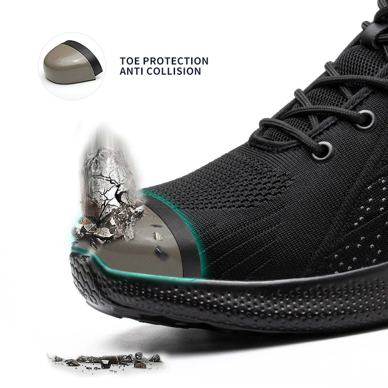 Man Safety Shoes Puncture-Proof Work Sneakers Lightweight Work Shoes Men Steel Toe Anti Smash Safety Boots Indestructible Shoes