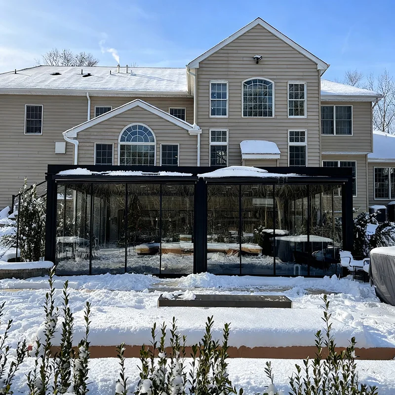 Motorized Aluminum Pergola, Louvered Roof Gazebo with Hidden Drainage System, Snow Resistant Outdoor Pavilion for Patio Terrace