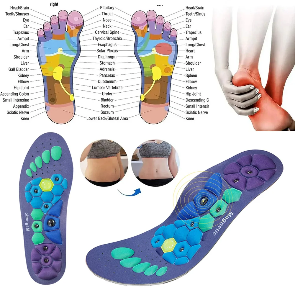 

1 Pair Magnetic Therapy Foot Acupressure Insoles Men Women Magnet Massage Sports Cushion Inserts Relaxation Insole Comfort Soles