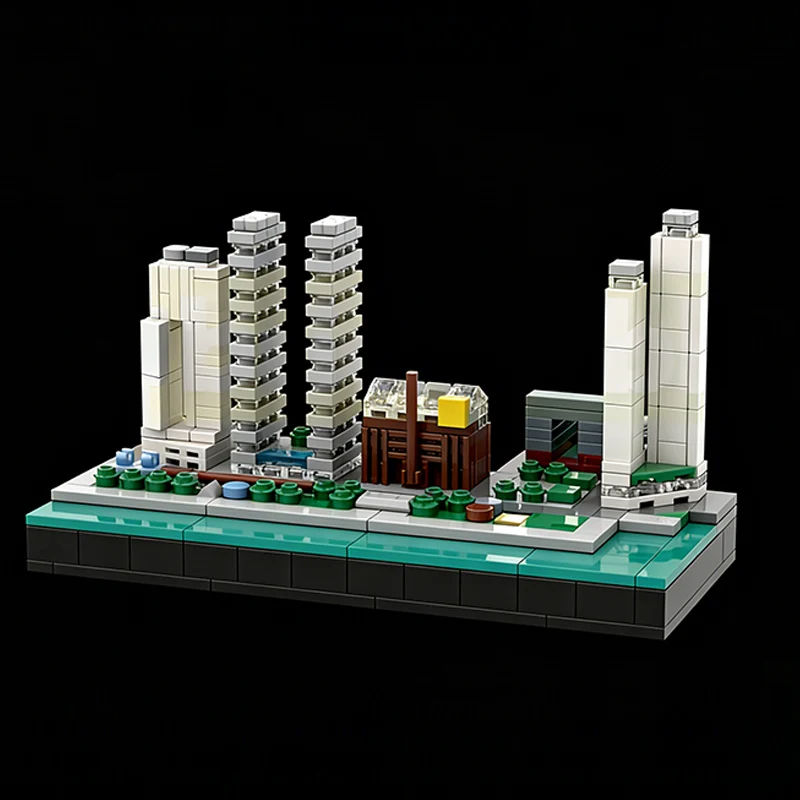 City Street View Model MOC Building Bricks Domino Park Redevelopment Modular Technology Children Holiday Gifts Assemble Toy Suit