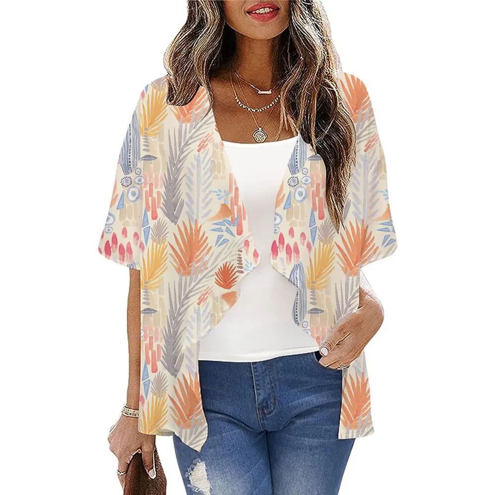 Women's Cardigan Chiffon Shirt Comfortable Loose 2025 Women's New Fashion Beach Wear Breathable Kimono Open Front Tops For Lady