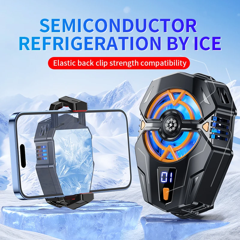 Phone Cooler Gaming Universal Phone Cooling Fan 3 Modes Mobile Phone Radiator for iPhone Android 4.5 to 7in Phone Live Streaming