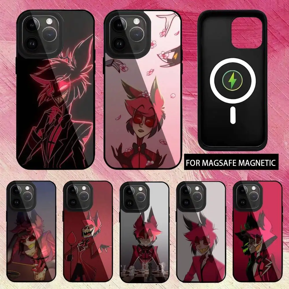 

H-Hazbin H-Hotel A-Alastor Phone Case For iPhone17,16,15,14,13,12,11 Plus,Pro Magnetic For Magsafe Wireless Charging