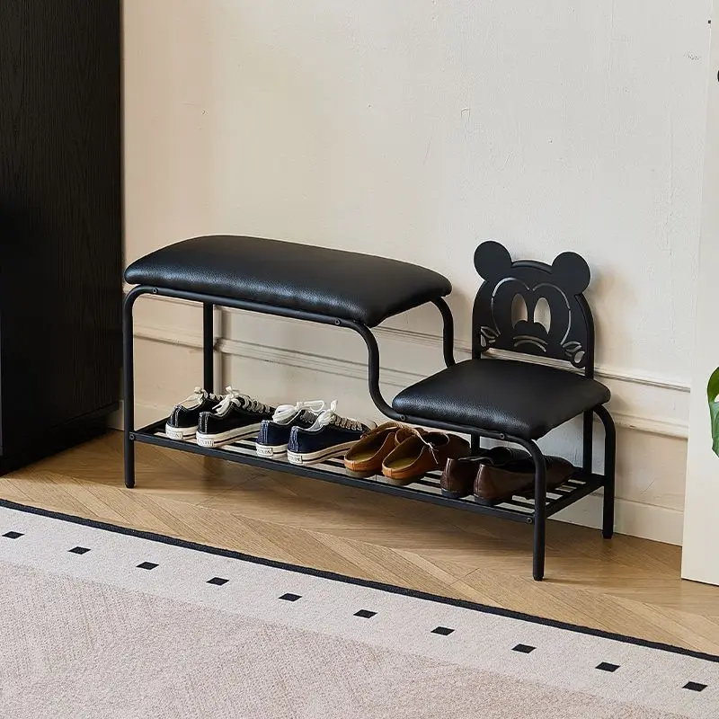 Simple and modern cartoon multi-layer shoe change, household shoe cabinet, integrated soft bag at the door of the stool, enterin
