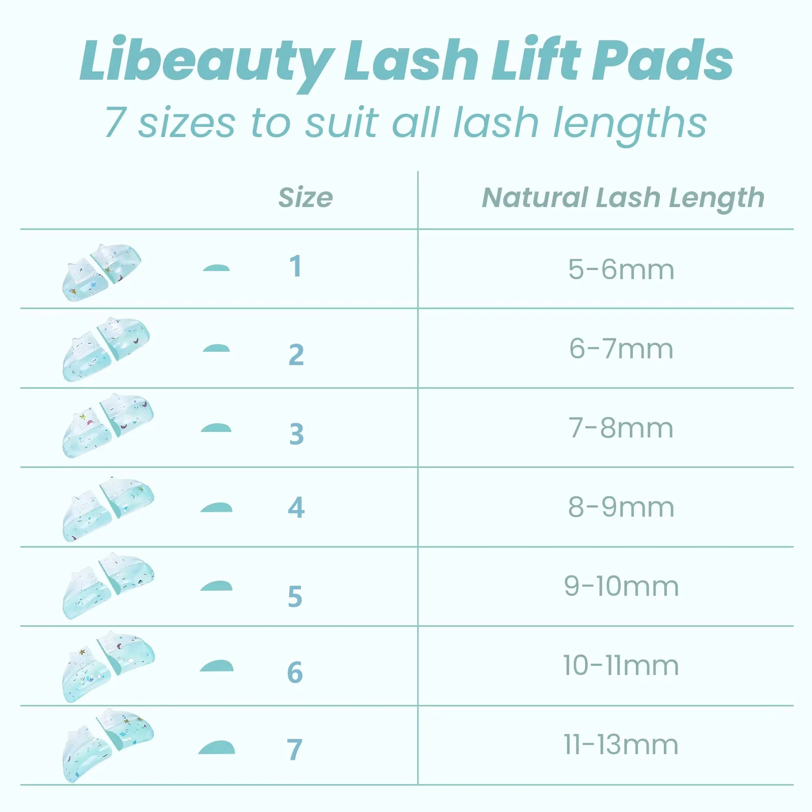 Libeauty 7 Pairs C Curl Silicone Eyelash Perm Pads Sticky Lashes Rods Shield Lifting 3D Eyelash Curler Accessories Makeup Tool