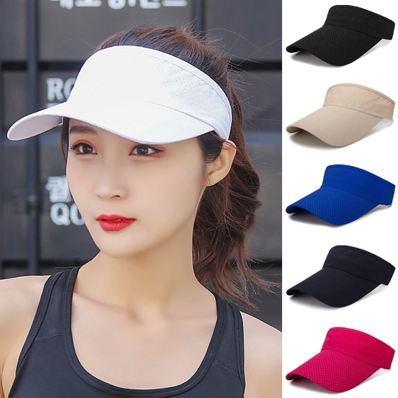 Sports Sun Hats for Women Men Long Brim Mesh Empty Top Cap Summer UV Protection Sunshade Beach Cap Outdoor Tennis Golf Visor Hat