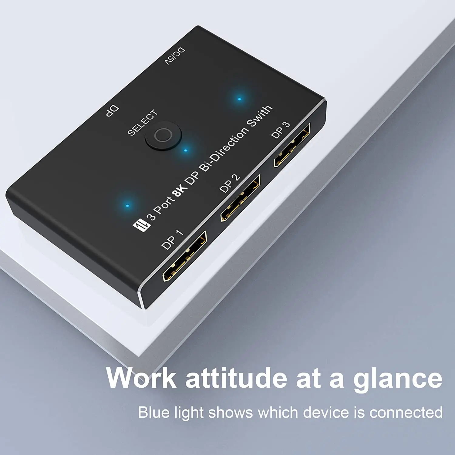 DisplayPort 8K DP 1.4 Switch 3In 1Out 1In 3Out Bi-direction 8K @ 30Hz 4K @ 144Hz Splitter Converter untuk Berbagai Sumber dan Tampilan