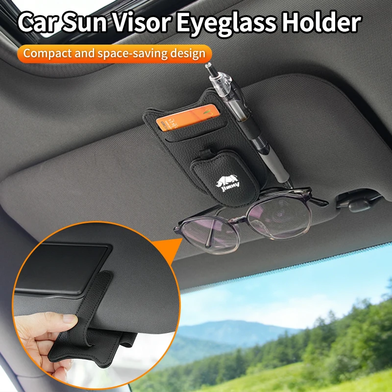 Car Sunshade Glasses Storage Clip PU Leather Cards Holder For Suzuki Jimny Alto Swift Grand Xbee Swace Across S-Presso Ertiga - view 2