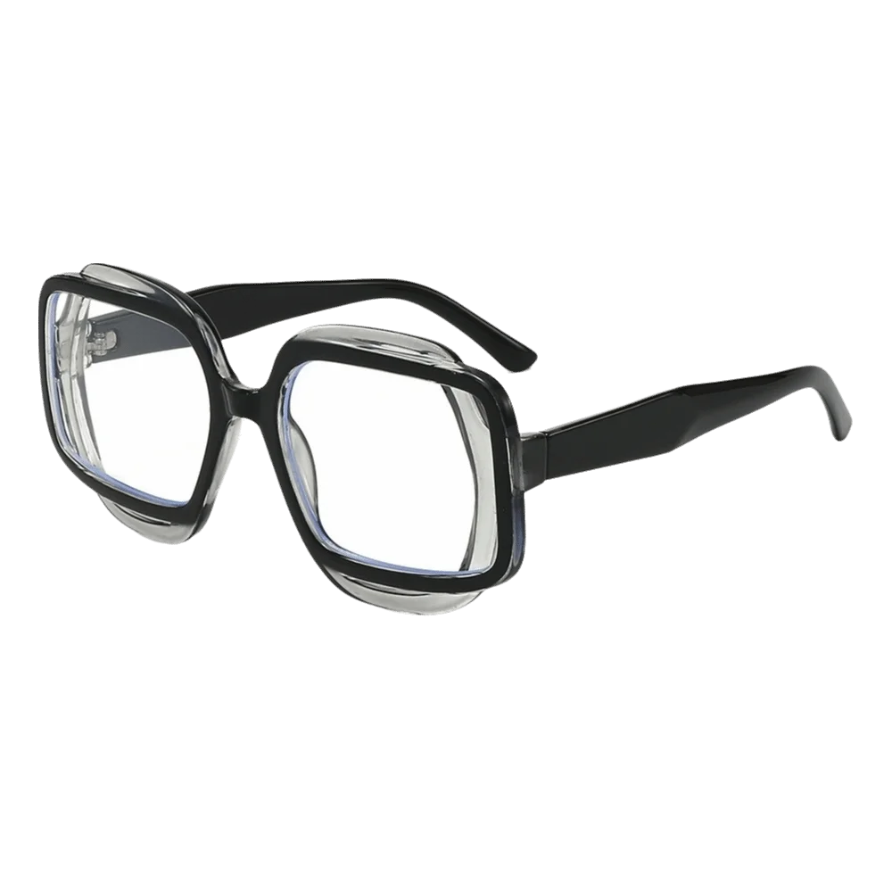 PC Material Two-Tone Square Frame Sunglasses Gradient Lens Thick Frame Sun Shades Polygon Color-Block UV400 Protection Eyewear