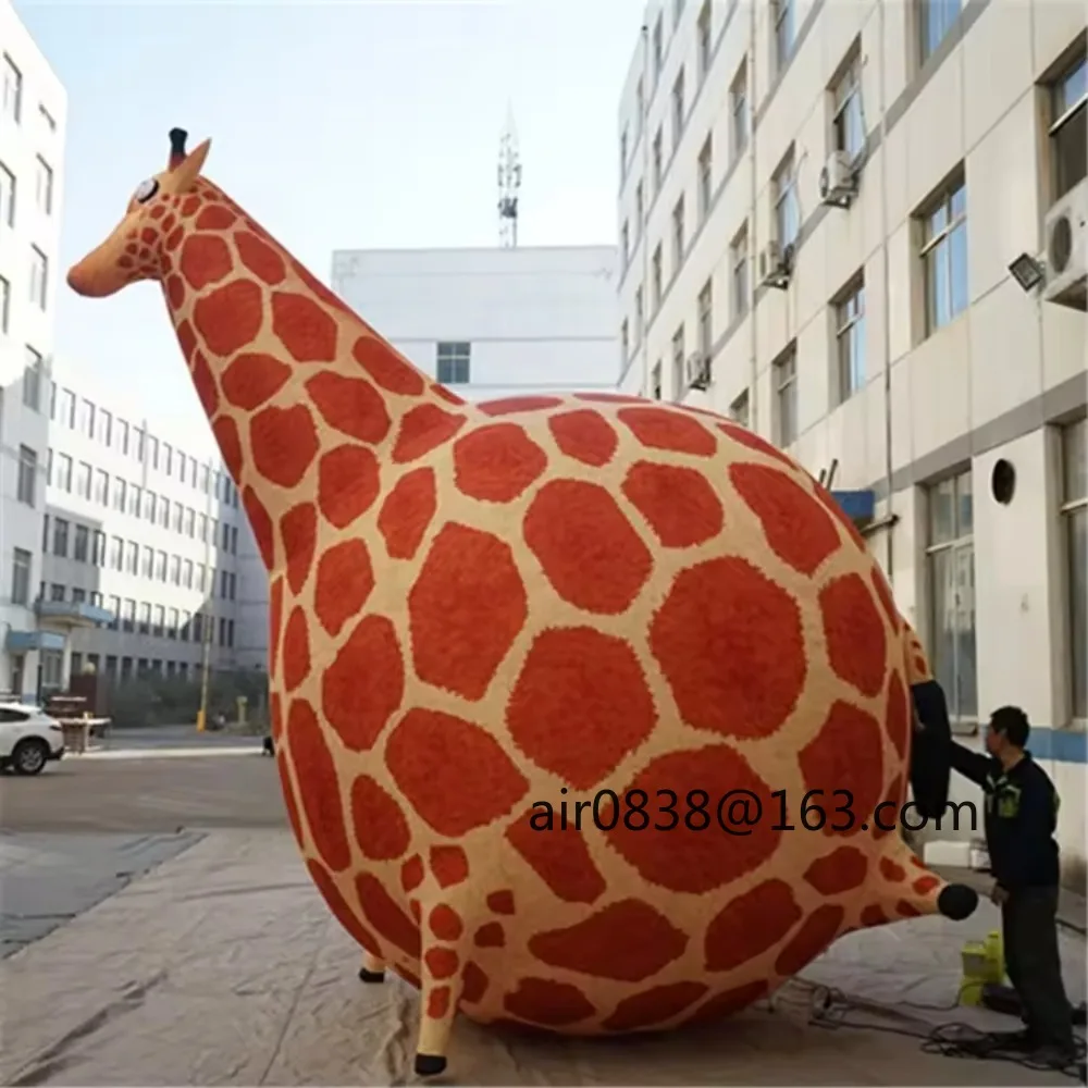 Outdoor gigantische opblaasbare giraffe jungle thema vet reclame kleurrijke diermodel dierentuin decoratie voor promoties en evenementen