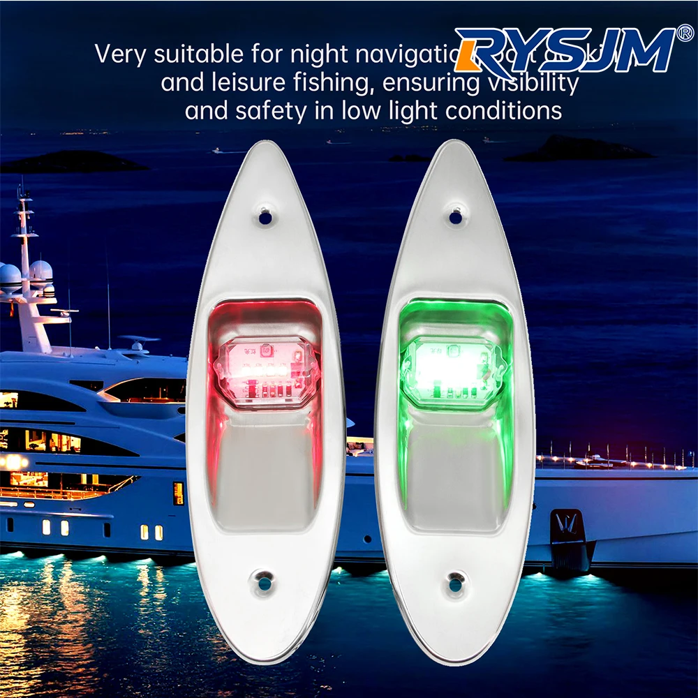 12V LED Navigation Light Marine Boat Signal Warning Waterproof Lamp Boat Side Bow Pontoons Light Corrosion Resistant Red & Green