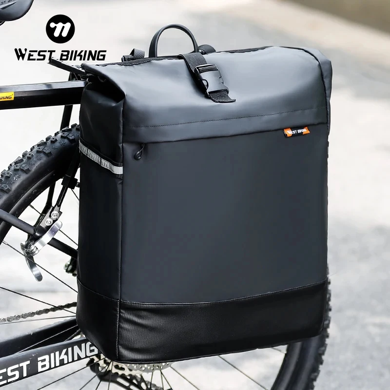 WEST BIKING 30L Bike Rack Pannier Bag Cycling Travel Waterproof Bicycle Rear Trunk Bag MTB Accessories Luggage Carrier Side Bag