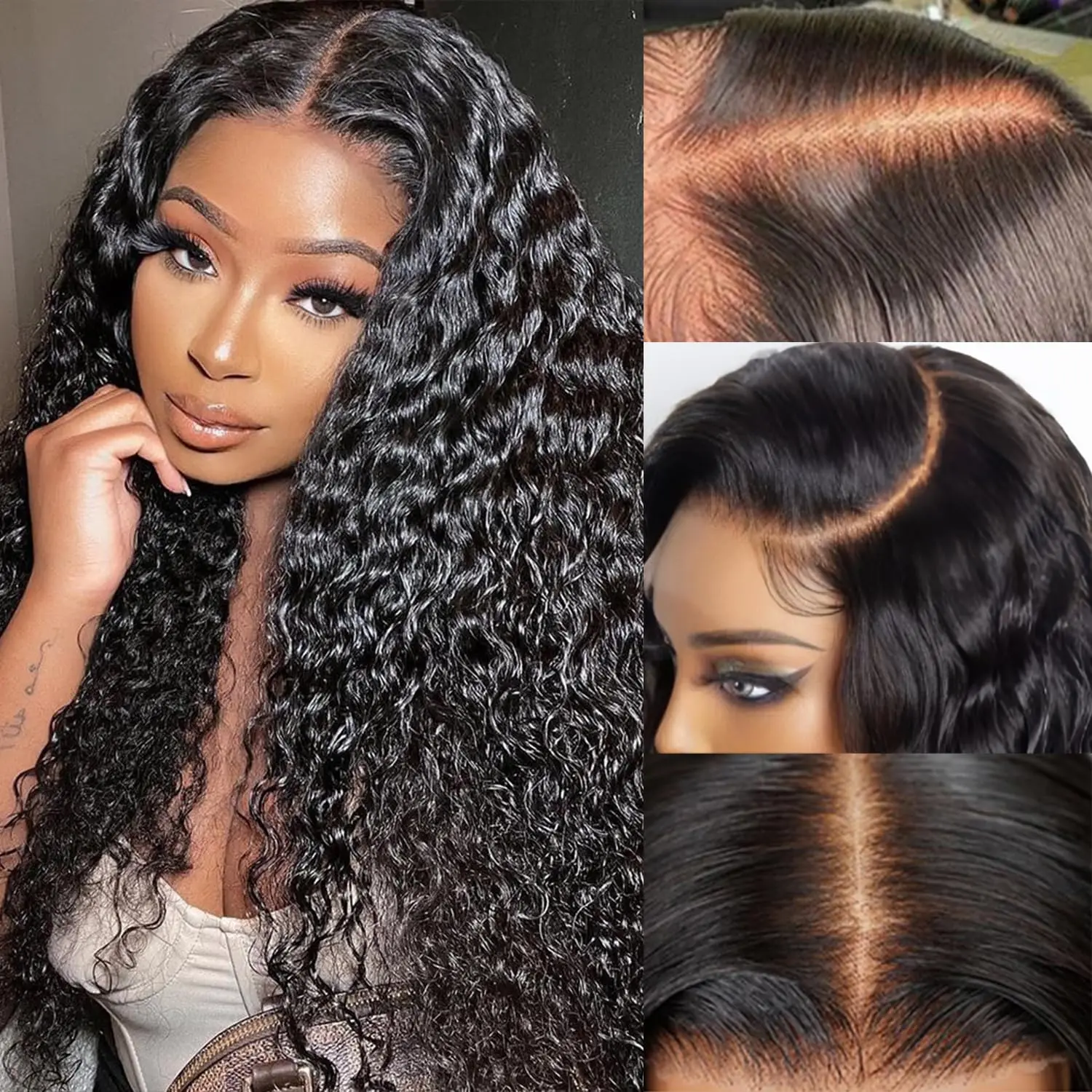 

13x4 Full Loose Curly Wave Frontal Wig Wet And Wavy Water Wave Lace Front Wigs For Black Women Curly Human Hair Wig