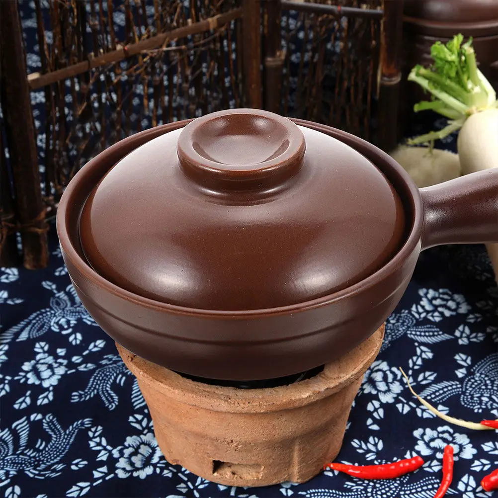 

1Set Ceramic Cooking Pot with Handle Smooth Surface High Temperature Resistance Home Restaurant Soup Stew Casserole Kitchen