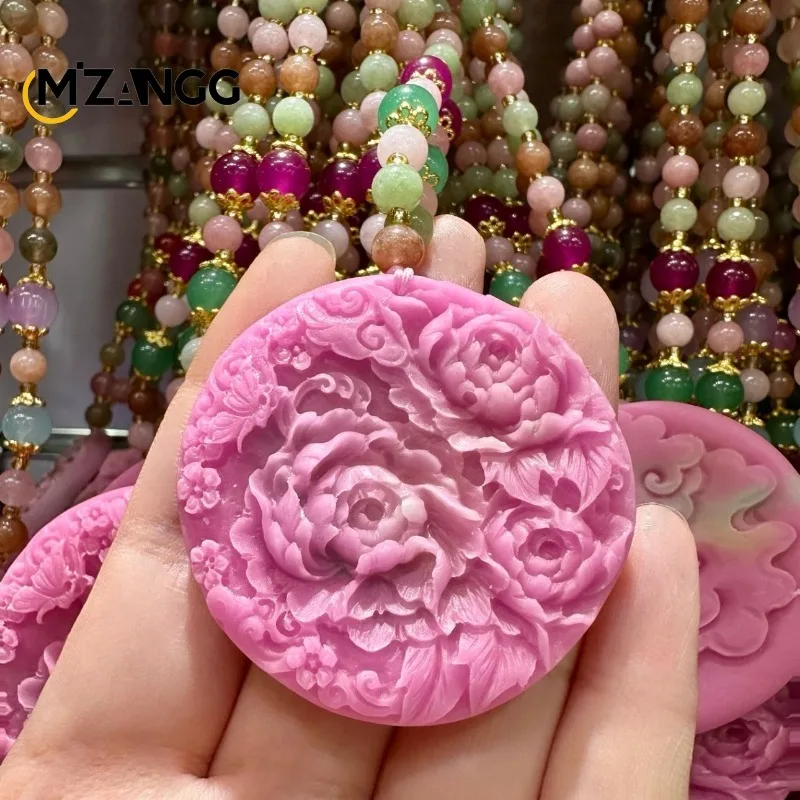 Natural Salt Source Agate Nine Tail Fox Jade Pendant Exquisite Fashion Phoenix Lotus Collarbone Chain Women\'s Necklace Mascot