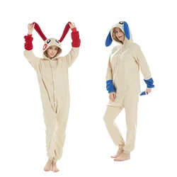 Plusle Onesie Minun Cosplay Costume Women Footed Pajamas Couple Pijamas Halloween Party Unisex Outfit Homewear Birthday Gift