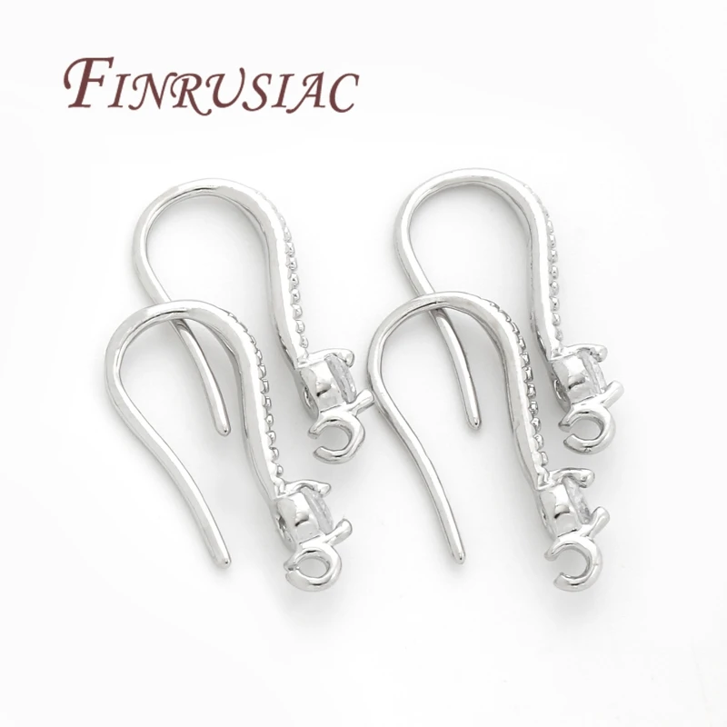 18K Gold Plated  Earring Hooks with CZ French Ear Wire Fish Hook with Loop For Jewelry Making DIY Earring Findings Supplies