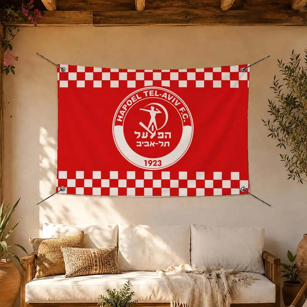 Hapoel Tel Aviv F.C. Flags Room Home Decor Wall‑Hanging Art Banner, Outdoor for Bedroom Party Background Decoration