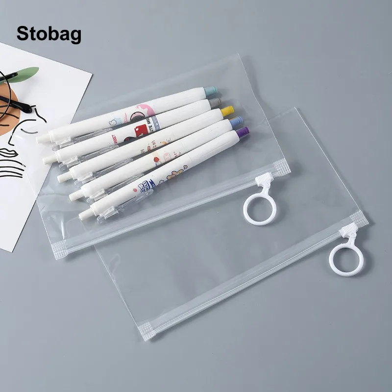 StoBag 50pcs Wholesale Transparent PPE Packaging Bags Ziplock Zipper Small Sealed Pen Mask Stationery Storage Reusable Pouches